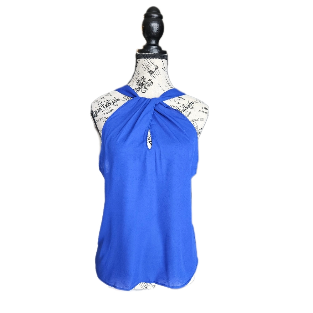Ana+Esme - Blue Twist Front Keyhole Blouse